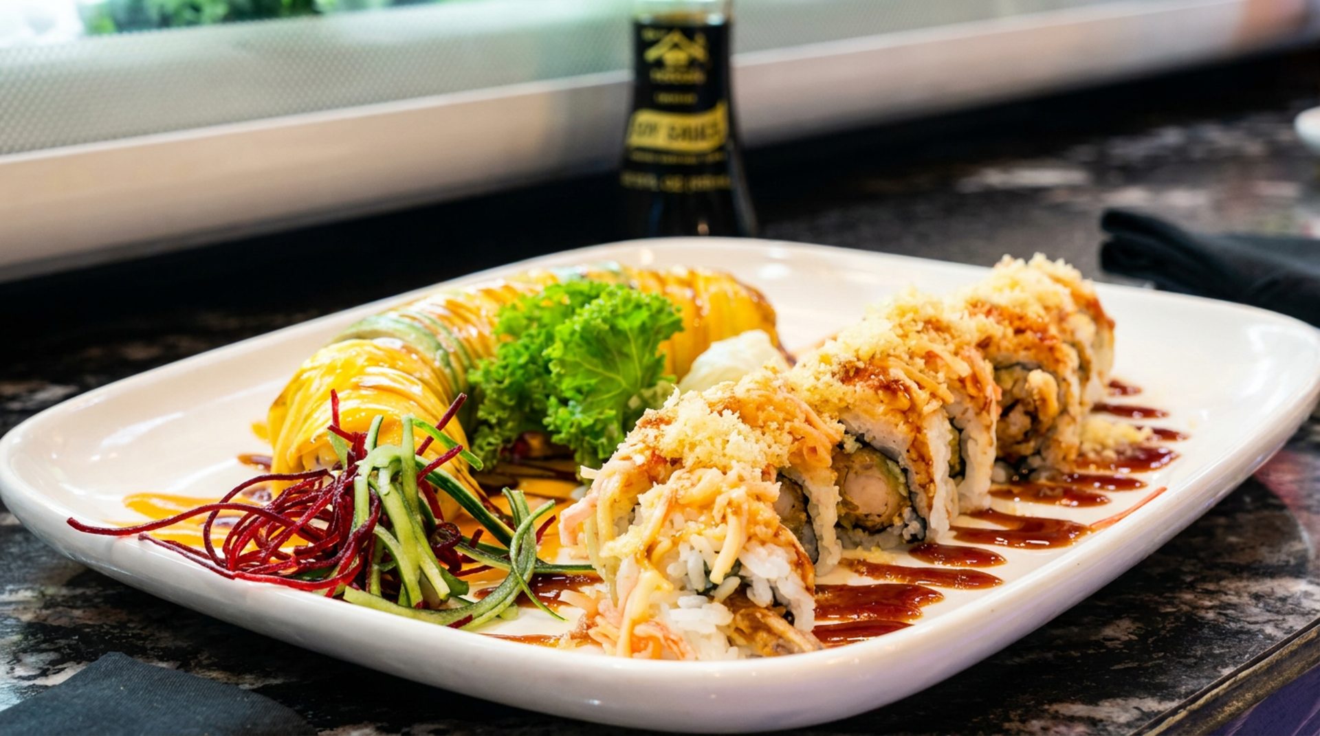 Handcrafted sushi rolls